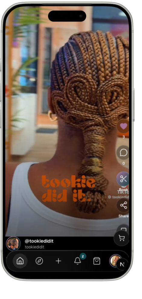 DOUS video discovery feed inside an iPhone frame